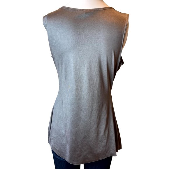 Sydney Joy Womens Front Knot Sheath Dress V Neck Sleeveless Silver Gray Small - Picture 2 of 6